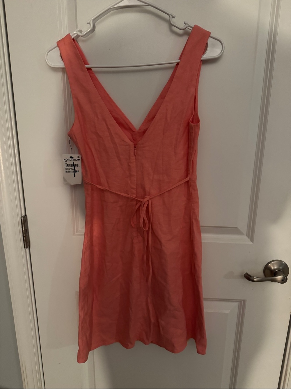 Coral V-Neck Mini Dress - Picture 3 of 5